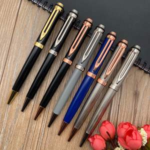 Stylos à bille en métal noir torsadé de luxe avec logo personnalisé, largeur d'écriture de 1,0 mm, pour cadeau - Product Image 1