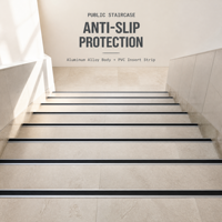 Protection d'angle de marche d'escalier en aluminium avec insert en PVC écologique pour escaliers intérieurs et extérieurs
