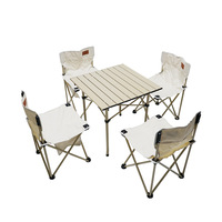 Ensemble de chaise et de table pliante d'extérieur moderne et portable avec cadre en aluminium et tissu Oxford 600D pour jardin, plage, randonnée
