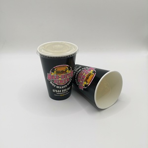 Gobelets en papier biodégradables de 12 oz et 22 oz avec couvercles, personnalisés avec logo imprimé en rose, rouge et noir, pour cola et café, vente en gros à prix réduit - Product Image 5