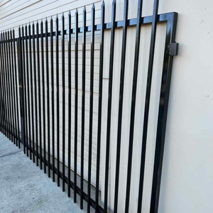Black Galvanized Steel Security Fence Panel Wrought <b>Iron</b> Outdoor Garden Yard Fence Customizable - Product Image 4