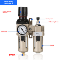Ensemble filtre-régulateur-lubrificateur série AC (FRL) pour unité de service pneumatique AC2010 AC3010 AC4010, 2 unités