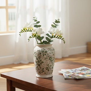 Vases en céramique vintage de style campagnard français, vert sauge, à motifs floraux, pots à fleurs rustiques en <span class=keywords><strong>porcelaine</strong></span> émaillée pour la décoration de table et de la maison, vente en gros - Product Image 3