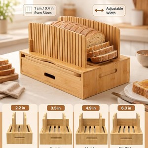 Trancheuse à pain en bambou Zhenjiang réglable avec plateau pour toasts, sandwichs et pain grillé - Product Image 5