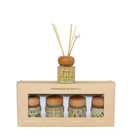 Coffrets Cadeaux de Diffuseurs à Roseaux Personnalisés en Gros, Série Tissée, 45ml, 4 pièces/coffret, Bouteille en Verre pour Huile Essentielle Écologique, Parfum Personnalisé