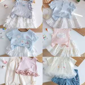 Nouveaux produits à succès, vêtements pour bébé neutres en 2 pièces, ensembles de vêtements pour bébé occidentaux, ensembles de vêtements en mousseline pour enfants pour l'été - Product Image 2