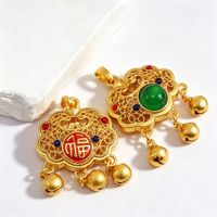 Pendentifs Breloques en Alliage de Zinc, Motif Fu, Serrure Ruyi, Clochette, Pompon, Filigrane Creux, Nouveau Style Chinois pour la Création de Colliers et Bijoux DIY