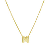 18K oro plata latón liso globo burbuja collar DIY nombre 26 letra número colgante collar para mujer