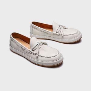 Retro <b>White</b> Slip-On <b>Loafers</b> <b>Men</b> Autumn Sailing Shoes Flat-Bottomed Casual Comfortable Low-Top Waterproof Height Increasing - Product Image 5