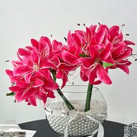 Lot de 6 fleurs artificielles en soie rose longue durée pour la décoration intérieure, les centres de table d'hôtel et le bureau, et fausses lys artificielles