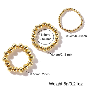 New 3 Pcs Fashion <b>Ring</b> Set Waterproof 18k Gold Plated Stainless Steel Beads Handmade <b>Stretch</b> Beaded <b>Ring</b> for Women Jewelry - Product Image 5