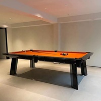 Großhandels preis Luxus anpassbarer mehrfarbiger transparenter Glas-Billardtisch mit orange farbenem Stoff