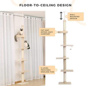 Torre de gato de suelo a techo de 5 niveles Árbol de gato ajustable en altura con <span class=keywords><strong>poste</strong></span> rascador - Product Image 5