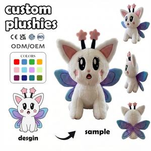 Fabricante de Juguetes de Peluche Personalizados con MOQ Bajo, Juguetes de Animales de Peluche, Gato Hada <span class=keywords><strong>Blanco</strong></span> Personalizado, Muñeco de Peluche Suave de Malla para Cumpleaños - Product Image 1