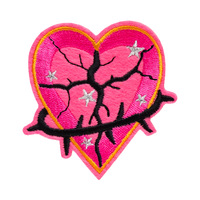 Patch brodé thermocollant Cœur Flamme Rose Vif avec Motif Musical et Aile, Esthétique Y2K, pour Vêtements, Baskets, Sacs, Accessoires DIY pour Filles