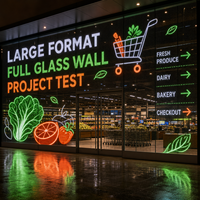 Pantalla LED Transparente de Gran Formato para Entrada de Supermercado, Pared de Vidrio, Ventana de Vidrio Completa