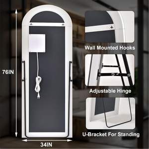 Espejo Arqueado de Cuerpo Entero Fácilmente Ajustable de 76x34 con Luces LED, para Pared o de Pie, Regulable con 3 Opciones de Color - Product Image 2