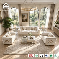Modernes Minimalistisches Graues Samt-Sofa-Set mit Goldenen Diamantpaneelen Couch für Villa, Herrenhaus, Penthouse Integrierte Ganzhaus-Einrichtung