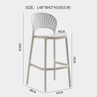 Chaise de bar haute en plastique ajourée avec dossier, design professionnel, vente en gros