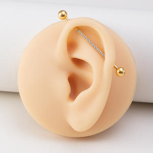 <span class=keywords><strong>Piercing</strong></span> transversal unisexe en acier inoxydable, barre industrielle de 38 mm avec micro-insert zircon, bijou de <span class=keywords><strong>piercing</strong></span> pour l'oreille - Product Image 5