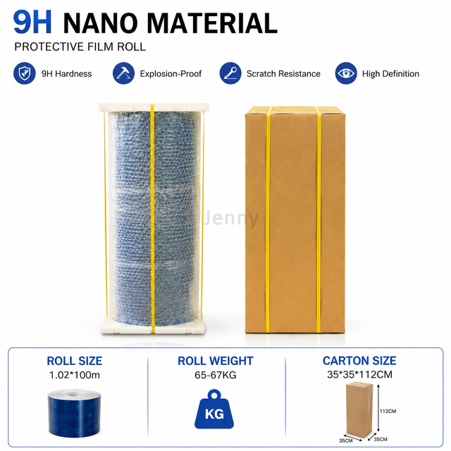 9H Nano Material Protective Film Roll 1.02*100M PET Hard Coating Film Scratch Resistant Explosion Proof Screen Protector Film