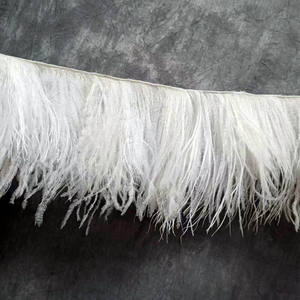 カスタマイズされた色フェザートリムダチョウ10-13cm縫い付けダチョウフェザーフリンジトリミングレース生地布ドレスパジャマ用 - Product Image 3