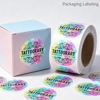 Etiquetas Personalizadas para Bolsas con Diseño Tie-Dye Arcoíris, Vinilo de Alta Calidad, Resistentes a los Rayos UV, Autoadhesivas, Pegatinas Mandala, Bolsa Cosmética con Cierre