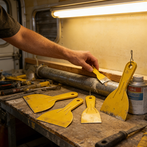 Lot <span class=keywords><strong>de</strong></span> 4 spatules jaunes en plastique flexible <span class=keywords><strong>de</strong></span> 2 à 6 pouces, outils <span class=keywords><strong>de</strong></span> raclage pour papier peint et plâtrage <span class=keywords><strong>de</strong></span> cloisons sèches pour la construction - Product Image 6