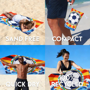 <span class=keywords><strong>Serviette</strong></span> de piscine grande taille anti-sable à design personnalisé, serviettes de plage et de <span class=keywords><strong>bain</strong></span> en microfibre imprimées sur mesure pour le football - Product Image 2