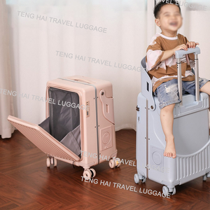 <span class=keywords><strong>Valise</strong></span> en aluminium pour enfants, nouvelle <span class=keywords><strong>valise</strong></span> de voyage pour bébé avec roulettes pivotantes et garde-corps pour l'embarquement et la promenade, porte-gobelet - Product Image 3