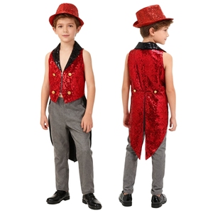 Chaleco Medieval para Niños de 6 a 16 Años con Sombrero Fedora de Color Sólido, Gorra de Baile Jazz, Traje de Circo, Disfraces Profesionales para Espectáculos de Danza - Product Image 4