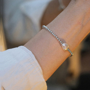 S925 Sterling Silver Pearl <b>Bead</b> <b>Bracelet</b> For Women Everyday Wear - Product Image 3