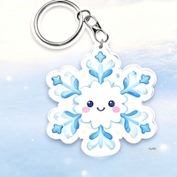 Porte-clés en acrylique flocon de neige mignon pour l'hiver, pendentif cristal de glace pour les fêtes sur le thème du monde des merveilles d'hiver, cadeaux et souvenirs