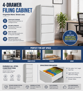 Newly Modern Metal Steel-filled Vertical 5-<b>drawer</b> Filing Cabinet Adjustable for Office <b>Workshop</b> Home Office Hospital Storage - Product Image 5