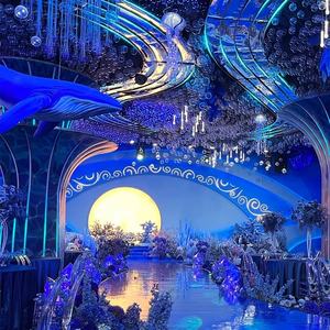 Colonne lumineuse personnalisée lampes suspendues lustres pour mariage Auditorium hôtel eau qui coule magique coucher de soleil fond plafond - Product Image 1