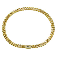 Collier chaîne cubaine en acier inoxydable plaqué or 14 carats PVD, largeur 6mm 8mm 10mm 12mm 14mm, avec boucle en zircon, style hip-hop