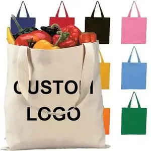 Wholesale Low MOQ Grocery Fruits Recyclable Orange Colors Thicker Reusable Durable Shopping Cotton Canvas Tote Bags For Grocery