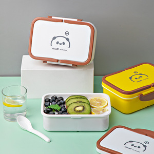 Japanese Style Divided Lunch <b>Box</b> Double Layer Snap <b>Lock</b> Microwaveable Bento <b>Box</b> For Office Student Adult Rectangle Solid Color - Product Image 5