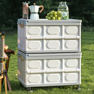 Caja de almacenamiento plegable de plástico PP Contenedores Camping Fold Ruedas de acero fuertes Carrito DE LA COMPRA OEM - Product Image 4
