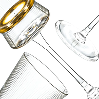 Verres à vin en cristal transparent sans plomb, faits à la main, style origami, design moderne et luxueux, avec ceinture dorée rayée