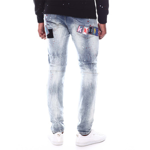 Pantalones vaqueros elásticos para <span class=keywords><strong>hombre</strong></span>, <span class=keywords><strong>jeans</strong></span> con estampado de corazón roto, rasgados, ropa de moda - Product Image 3