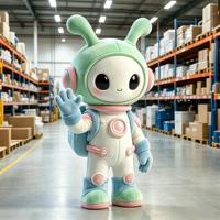 Costume de Mascotte Robot Mignon Blanc et Bleu en Peluche Technologique en EVA pour Adultes – Idéal pour Parcs à Thème, Musées Scientifiques, Parades, Centres Commerciaux et Publicité