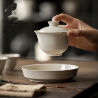 Gaiwan en céramique fait main, durable, 180 ml, service à thé Kung Fu, luxe moderne, glaçure naturelle à base de cendres végétales, tasse à thé ronde pour le thé de l'après-midi