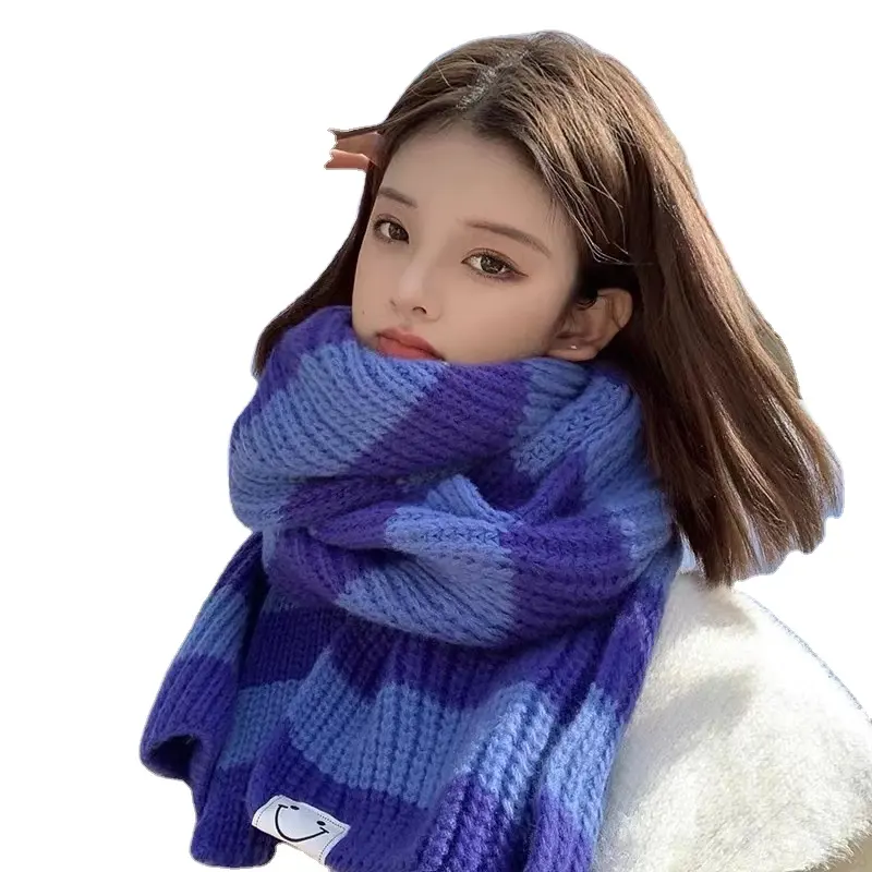 Fashion Colorful wholesale large oversize plaid fluffy winter scarf cape acrylic oblong chunky with tassel fringe scarf for girl
