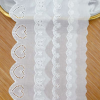 Dentelle en coton en forme de cœur, fil de coton à motif code-barres, garnitures de col Lolita, broderie, finition de bordure, pour décoration intérieure douce, vente en gros