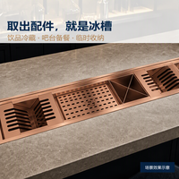Caniveau de drainage en acier inoxydable rose doré de 900 mm, support de drainage multifonctionnel SUS304, disponible en différentes options de couleur.
