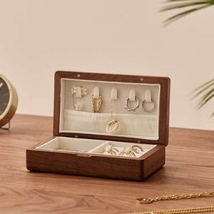 Wooden jewelry <b>box</b>, jewelry display <b>box</b>, necklace, <b>earring</b>, ring, portable jewelry packaging <b>box</b>, solid wood storage <b>box</b>, <b>gift</b> - Product Image 1