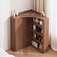 Table de toilette triangulaire d'angle en bois massif éclairée petite armoire de rangement moderne bureau pour appartement chambre cosmétique intégrée