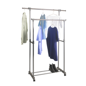 Professional Double Pole Extendable Metal Towel <strong>Rail</strong> Clothes Rolling <strong>Heavy</strong> <strong>Duty</strong> Folding Indoor Bathroom Freestanding <strong>Clothing</strong> - Product Image 3
