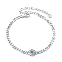 Vente chaude S925 Sterling Silver Fashion Round Moissanite Bracelet Moissanite Bracelet Tressé (Avec Certificat)